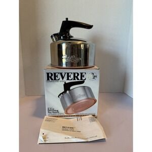 RARE 1992 Revere Ware Copper Bottom Whistling Tea Kettle  2 1/3 Qt In Box!!